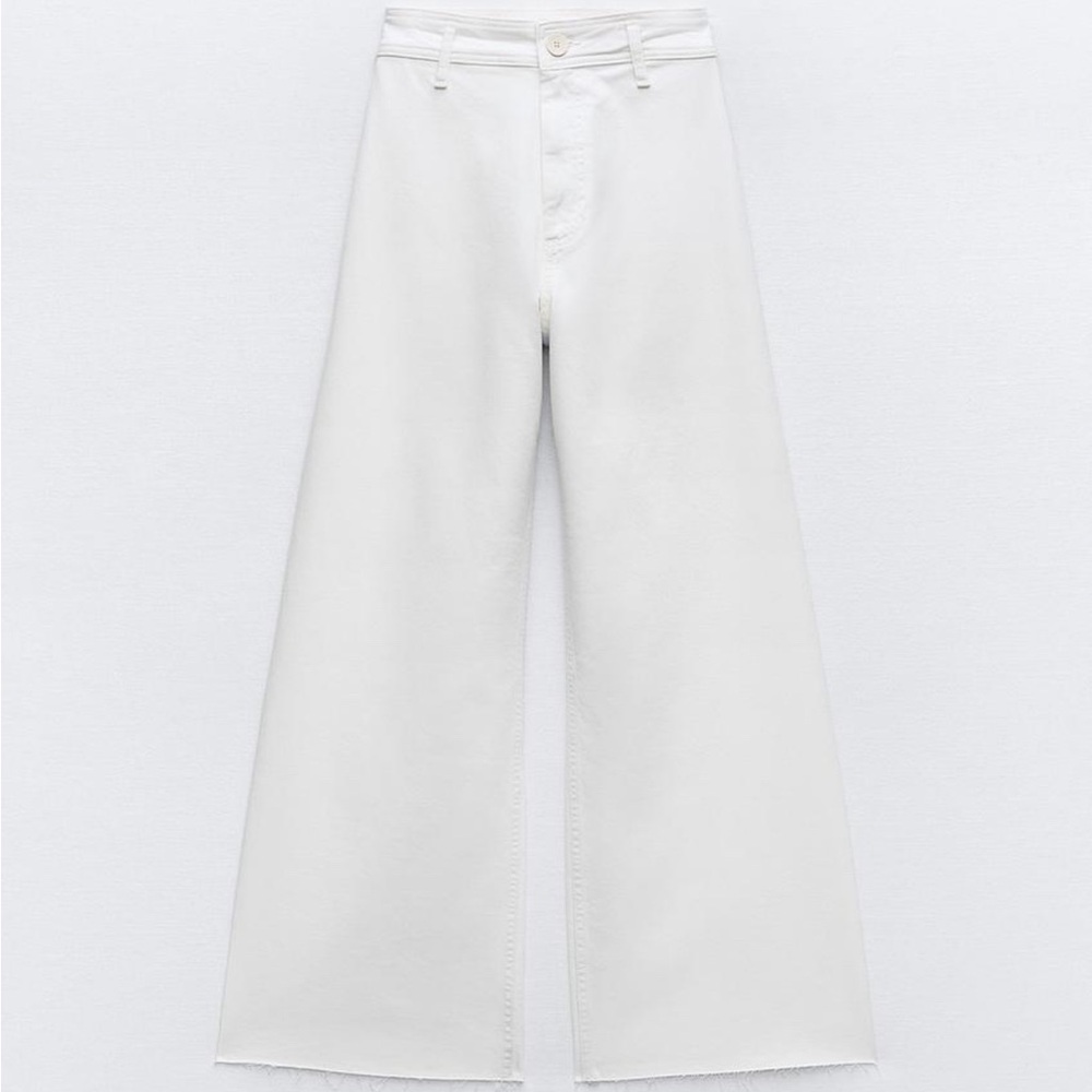 Zara Collection High Waist White Marine Straight Pocket Jeans | Size 0 Women